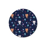 Cute Astronaut Cat With Star Galaxy Elements Seamless Pattern Rubber Coaster (Round)