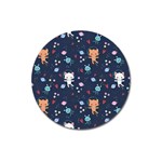 Cute Astronaut Cat With Star Galaxy Elements Seamless Pattern Magnet 3  (Round)