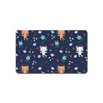 Cute Astronaut Cat With Star Galaxy Elements Seamless Pattern Magnet (Name Card)