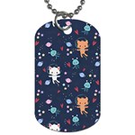 Cute Astronaut Cat With Star Galaxy Elements Seamless Pattern Dog Tag (One Side)