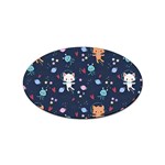Cute Astronaut Cat With Star Galaxy Elements Seamless Pattern Sticker Oval (100 pack)