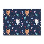 Cute Astronaut Cat With Star Galaxy Elements Seamless Pattern Sticker A4 (10 pack)