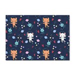 Cute Astronaut Cat With Star Galaxy Elements Seamless Pattern Sticker A4 (10 pack)