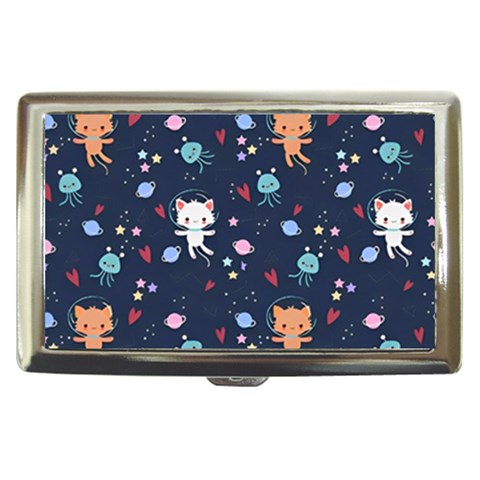 Cute Astronaut Cat With Star Galaxy Elements Seamless Pattern Cigarette Money Case from ArtsNow.com Front