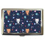 Cute Astronaut Cat With Star Galaxy Elements Seamless Pattern Cigarette Money Case