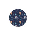 Cute Astronaut Cat With Star Galaxy Elements Seamless Pattern Golf Ball Marker