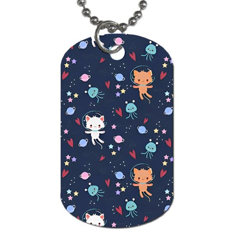 Cute Astronaut Cat With Star Galaxy Elements Seamless Pattern Dog Tag (Two Sides) from ArtsNow.com Front