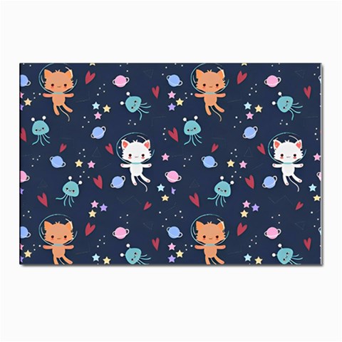 Cute Astronaut Cat With Star Galaxy Elements Seamless Pattern Postcards 5  x 7  (Pkg of 10) from ArtsNow.com Front