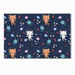 Cute Astronaut Cat With Star Galaxy Elements Seamless Pattern Postcards 5  x 7  (Pkg of 10)