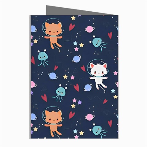 Cute Astronaut Cat With Star Galaxy Elements Seamless Pattern Greeting Cards (Pkg of 8) from ArtsNow.com Right