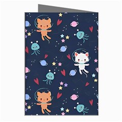 Cute Astronaut Cat With Star Galaxy Elements Seamless Pattern Greeting Cards (Pkg of 8) from ArtsNow.com Right