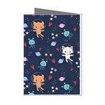 Cute Astronaut Cat With Star Galaxy Elements Seamless Pattern Mini Greeting Cards (Pkg of 8)