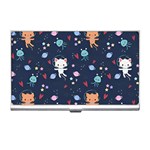 Cute Astronaut Cat With Star Galaxy Elements Seamless Pattern Business Card Holder