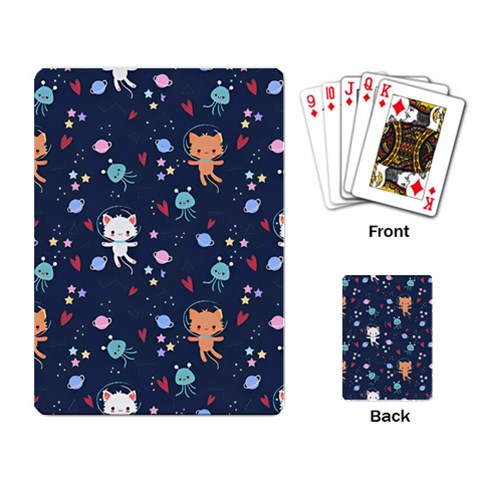 Cute Astronaut Cat With Star Galaxy Elements Seamless Pattern Playing Cards Single Design (Rectangle) from ArtsNow.com Back