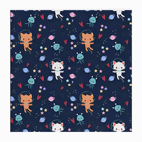 Cute Astronaut Cat With Star Galaxy Elements Seamless Pattern Medium Glasses Cloth from ArtsNow.com Front