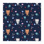 Cute Astronaut Cat With Star Galaxy Elements Seamless Pattern Medium Glasses Cloth (2 Sides)