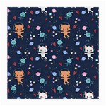 Cute Astronaut Cat With Star Galaxy Elements Seamless Pattern Medium Glasses Cloth (2 Sides)