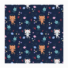 Cute Astronaut Cat With Star Galaxy Elements Seamless Pattern Medium Glasses Cloth (2 Sides) from ArtsNow.com Back