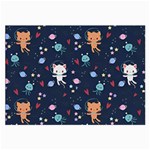 Cute Astronaut Cat With Star Galaxy Elements Seamless Pattern Large Glasses Cloth