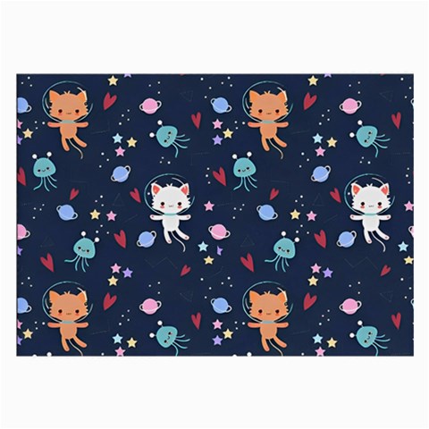 Cute Astronaut Cat With Star Galaxy Elements Seamless Pattern Large Glasses Cloth (2 Sides) from ArtsNow.com Front