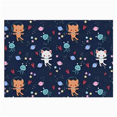Cute Astronaut Cat With Star Galaxy Elements Seamless Pattern Large Glasses Cloth (2 Sides) from ArtsNow.com Back
