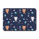 Cute Astronaut Cat With Star Galaxy Elements Seamless Pattern Small Doormat