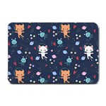 Cute Astronaut Cat With Star Galaxy Elements Seamless Pattern Small Doormat