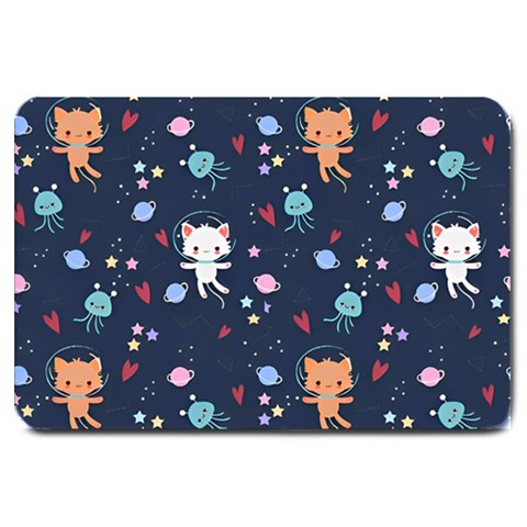 Cute Astronaut Cat With Star Galaxy Elements Seamless Pattern Large Doormat from ArtsNow.com 30 x20  Door Mat