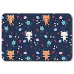 Cute Astronaut Cat With Star Galaxy Elements Seamless Pattern Large Doormat