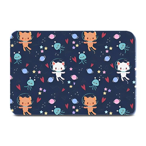Cute Astronaut Cat With Star Galaxy Elements Seamless Pattern Plate Mats from ArtsNow.com 18 x12  Plate Mat