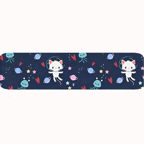Cute Astronaut Cat With Star Galaxy Elements Seamless Pattern Large Bar Mat from ArtsNow.com 32 x8.5  Bar Mat