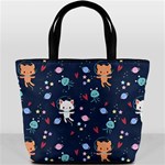 Cute Astronaut Cat With Star Galaxy Elements Seamless Pattern Bucket Bag