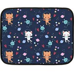 Cute Astronaut Cat With Star Galaxy Elements Seamless Pattern Two Sides Fleece Blanket (Mini)