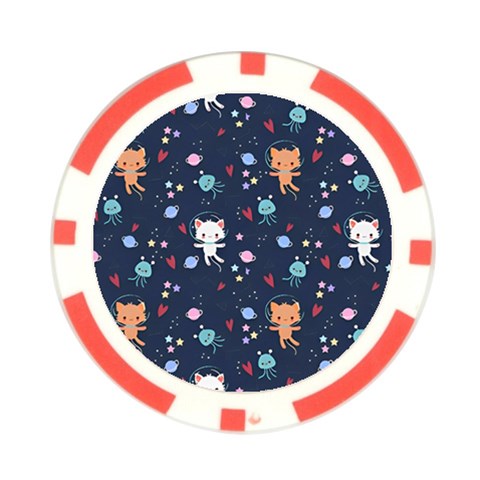 Cute Astronaut Cat With Star Galaxy Elements Seamless Pattern Poker Chip Card Guard (10 pack) from ArtsNow.com Front