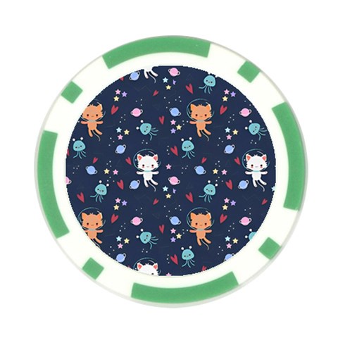 Cute Astronaut Cat With Star Galaxy Elements Seamless Pattern Poker Chip Card Guard (10 pack) from ArtsNow.com Front