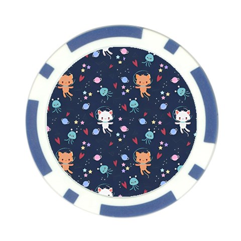 Cute Astronaut Cat With Star Galaxy Elements Seamless Pattern Poker Chip Card Guard (10 pack) from ArtsNow.com Front