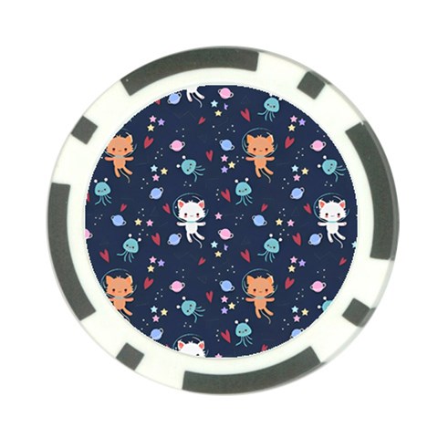Cute Astronaut Cat With Star Galaxy Elements Seamless Pattern Poker Chip Card Guard (10 pack) from ArtsNow.com Back
