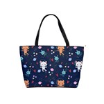 Cute Astronaut Cat With Star Galaxy Elements Seamless Pattern Classic Shoulder Handbag