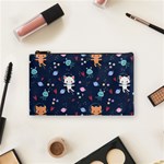 Cute Astronaut Cat With Star Galaxy Elements Seamless Pattern Cosmetic Bag (Small)