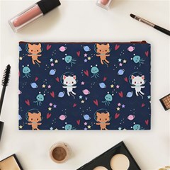 Cute Astronaut Cat With Star Galaxy Elements Seamless Pattern Cosmetic Bag (Large) from ArtsNow.com Back