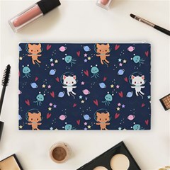 Cute Astronaut Cat With Star Galaxy Elements Seamless Pattern Cosmetic Bag (Large) from ArtsNow.com Back