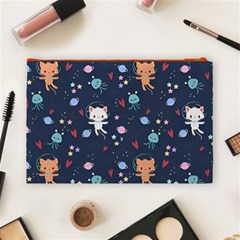 Cute Astronaut Cat With Star Galaxy Elements Seamless Pattern Cosmetic Bag (Large) from ArtsNow.com Back