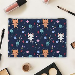 Cute Astronaut Cat With Star Galaxy Elements Seamless Pattern Cosmetic Bag (Large) from ArtsNow.com Back