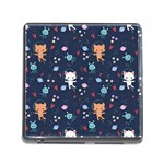Cute Astronaut Cat With Star Galaxy Elements Seamless Pattern Memory Card Reader (Square 5 Slot)