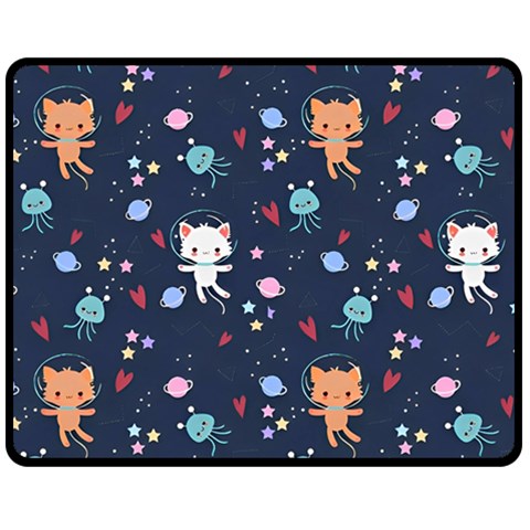 Cute Astronaut Cat With Star Galaxy Elements Seamless Pattern Fleece Blanket (Medium) from ArtsNow.com 60 x50  Blanket Front