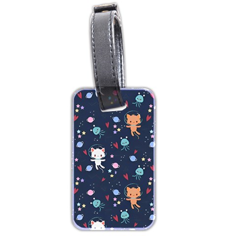 Cute Astronaut Cat With Star Galaxy Elements Seamless Pattern Luggage Tag (two sides) from ArtsNow.com Front