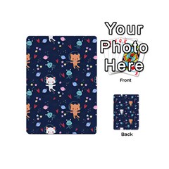 Cute Astronaut Cat With Star Galaxy Elements Seamless Pattern Playing Cards 54 Designs (Mini) from ArtsNow.com Back