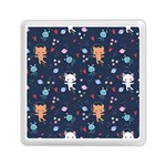 Cute Astronaut Cat With Star Galaxy Elements Seamless Pattern Memory Card Reader (Square)