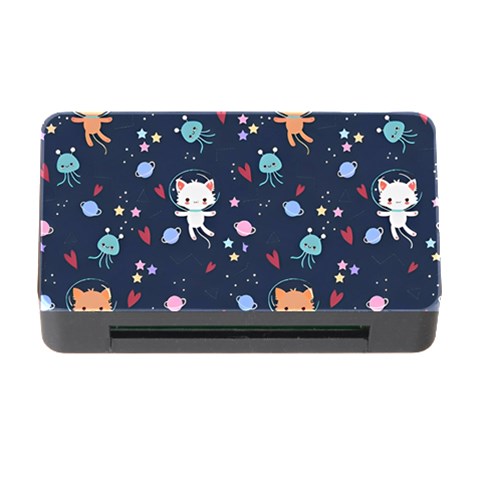 Cute Astronaut Cat With Star Galaxy Elements Seamless Pattern Memory Card Reader with CF from ArtsNow.com Front