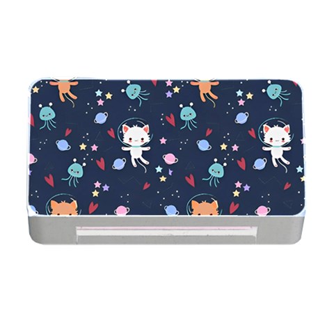 Cute Astronaut Cat With Star Galaxy Elements Seamless Pattern Memory Card Reader with CF from ArtsNow.com Front